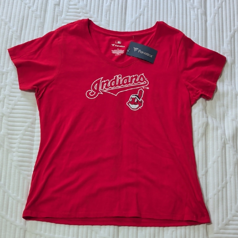 Fanatics Red Cleveland Indians V-Neck Tee for Women